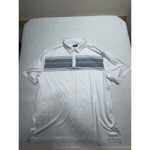 Ben Hogan Performance Golf Polo Men's 2XL White Gray Mint Stripe Shirt